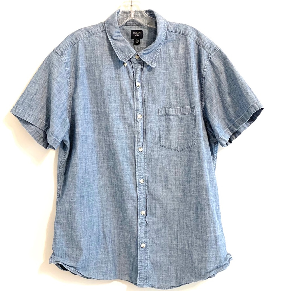 J CREW Chambray Short Sleeve Button-Down Shirt